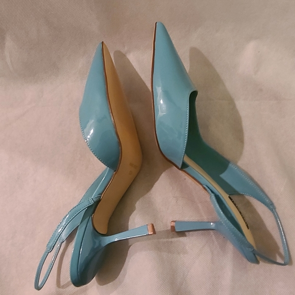 SOLD!!!!Nine West Women's Mollie Half d'Orsay Pump in Light Blue Patent Sz 12 - Picture 5 of 9